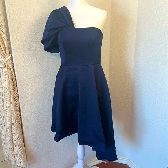 KEEPSAKE the Label Dresses & Skirts - Beautiful Blue Keepsake "Too Late" Mini Asymmetrical Draped Shoulder Dress ~ Med